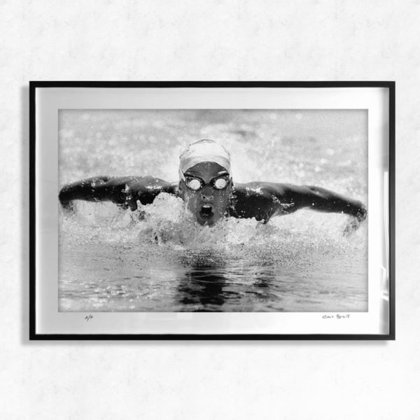 Butterfly swimmers joined in competition - Olympic swimming sports photography print by Chris Smith