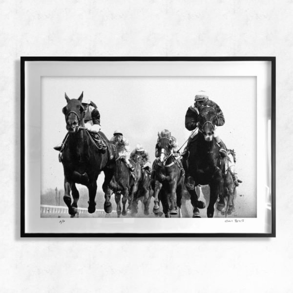 Newbury flat horse racing - vintage British racecourse photography print by Chris Smith