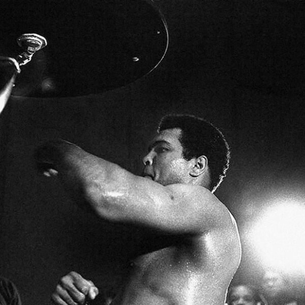 Muhammad Ali training on speed ball before Leon Spinks rematch in New Orleans 1978 – signed limited edition print by Chris Smith