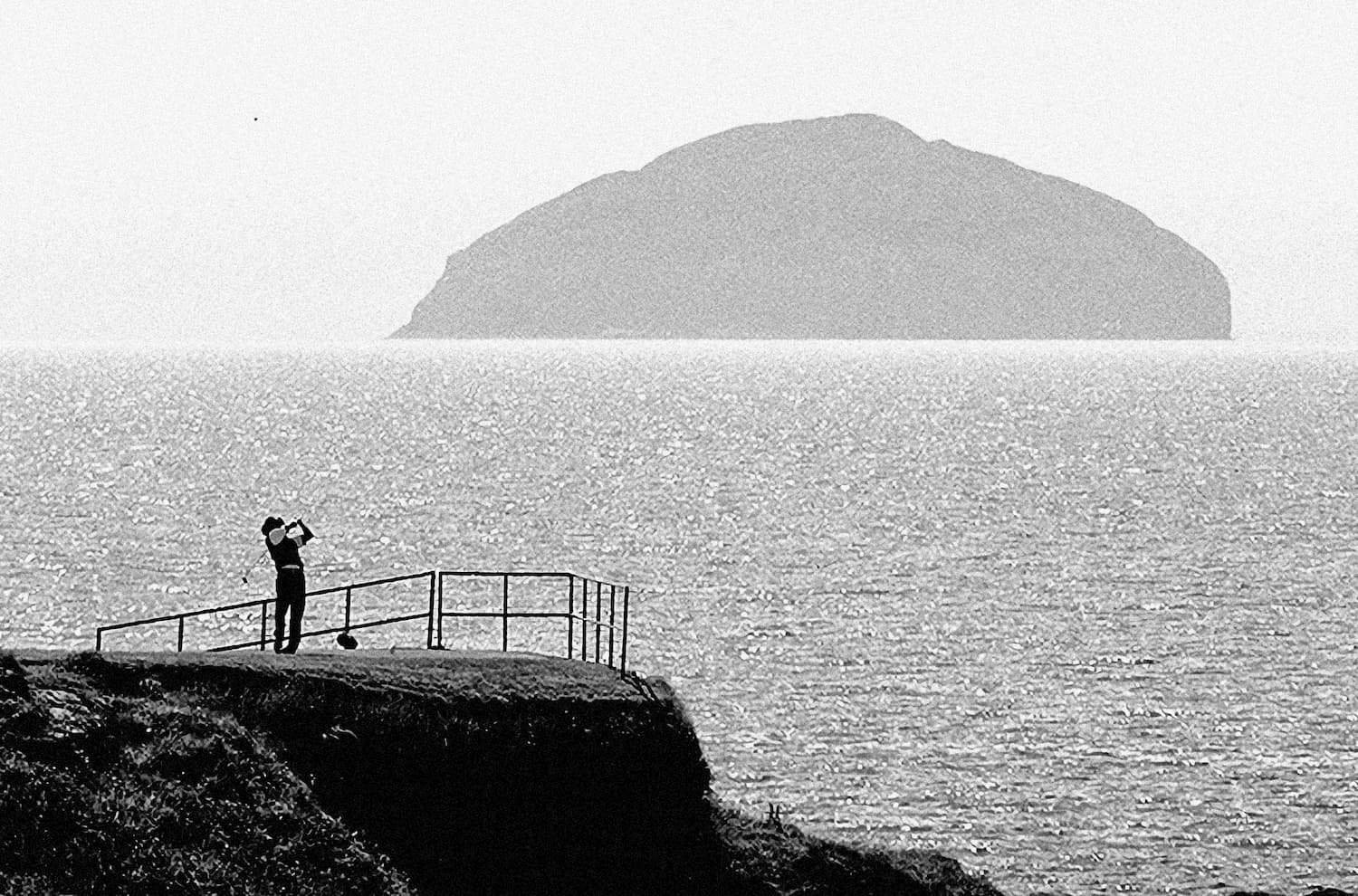 Golfer at Ailsa Craig - sports photograph by Chris Smith