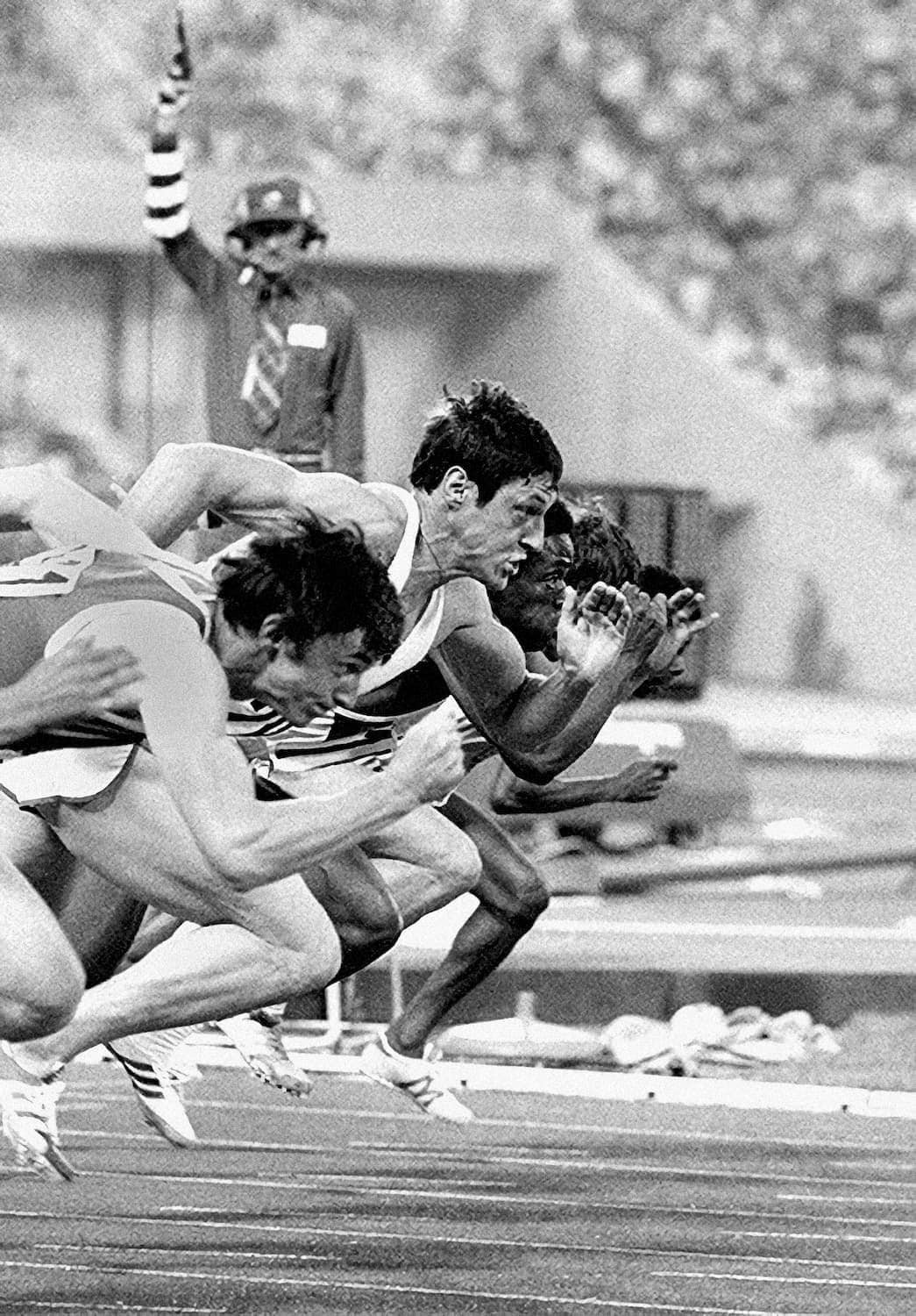 Allan Wells sprinting - Olympic gold medallist sports photograph by Chris Smith