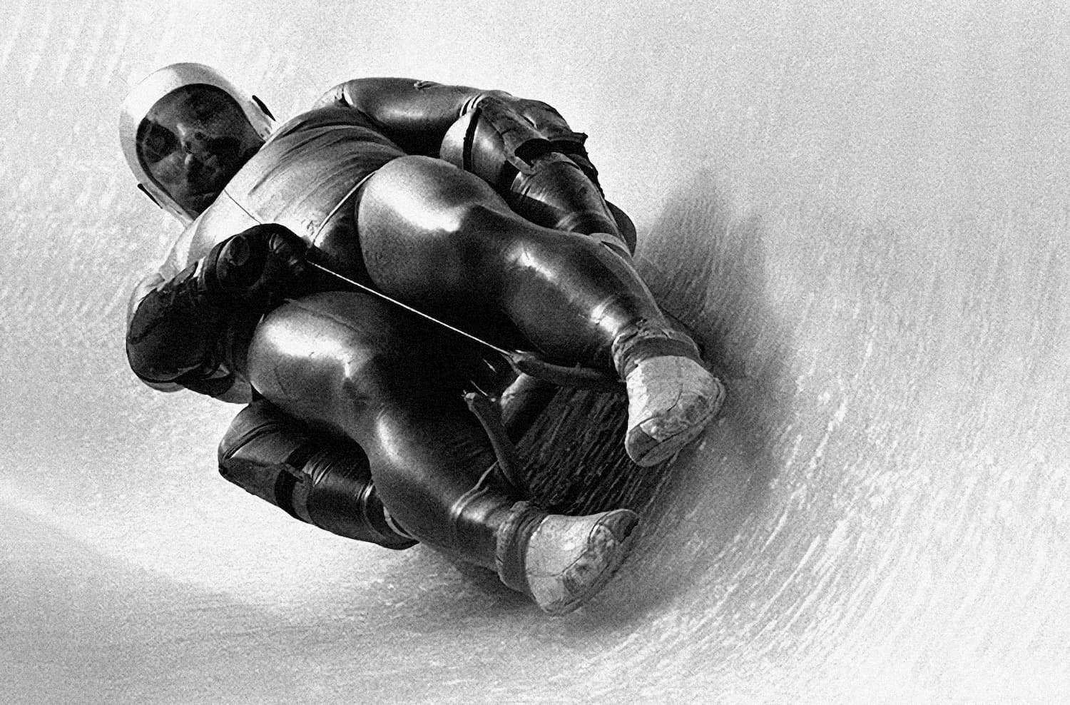 Double luge at Sarajevo 1984 Winter Olympics - sports photograph by Chris Smith