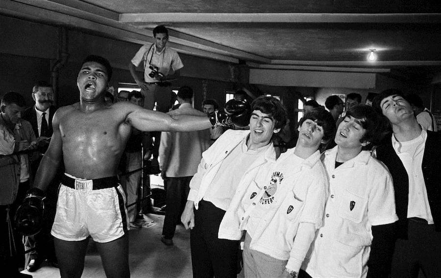 Muhammad Ali and The Beatles. Taken at the 5th Street Gym, Miami, 1964
